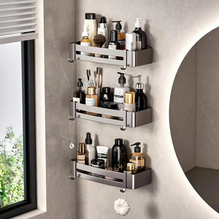 2Pcs/Set 12.8 Inch Adhesive Shower with Hooks No Drilling Wall