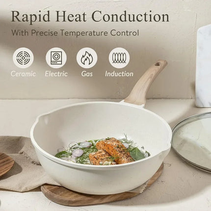 3-7 Pots and Pans Set Nonstick Cookware Sets White Granite Induction Cookware Non Stick Cooking Set