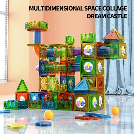 Kids, 3D Clear Educational Building Toys, Magnetic Marble Run Blocks Toys for Kids