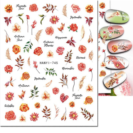 3d Nail Art Decals Elegant White RoyalBlue Roses Flowers