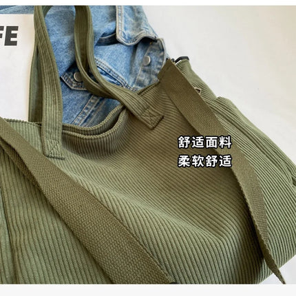 Fashion Versatile Shoulder Bag College Wind Commuting Corduroy Square BagUnisex Large Capacity Leisure Portable Crossbody Bag
