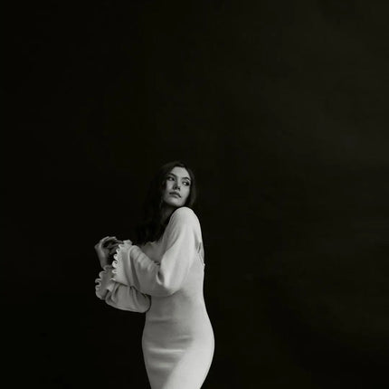 Cryptographic Elegant Knitted Sweater Maxi Dress Outfits for Women Flare Sleeve Sexy Backless Dresses Edible Tree Fungus Clothes