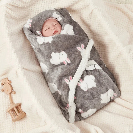 Winter Baby Blanket Baby Swaddle Wrap Flannel Lamb Fleece Warm Quilt for