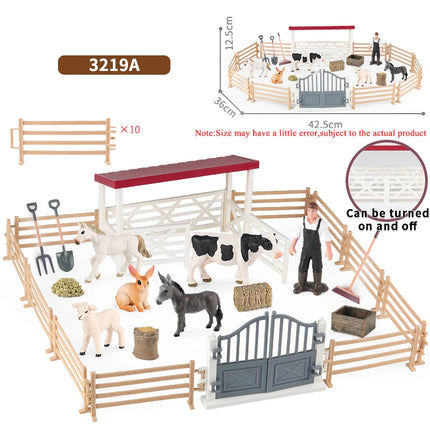Farm Stable House Horseman Farmer Poultry Horse Animals Figurine Cute Kids Toy Gift
