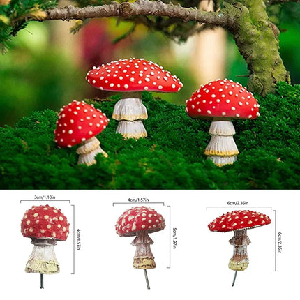 1/3pcs Mini Glow In The Dark Mini Mushroom Ornament Resin Crafts Fairy