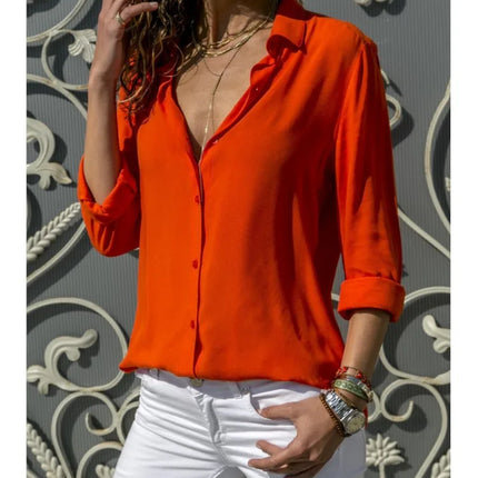 Women Shirt Spring Summer Casual Long Sleeve Button Solid Color Blouses And Tops 2023 Office Ladies Shirts White Top S-5XL