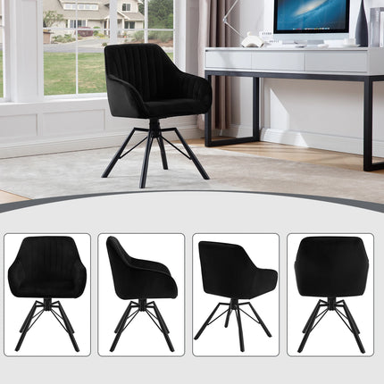 2PCS/SET Swivel Dining Chairs Velvet Living Room Ergonomic Leisure Chair Upholstered Lounge Kitchen Chair with Armrests