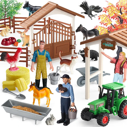 Farm Stable House Horseman Farmer Poultry Horse Animals Figurine Cute Kids Toy Gift