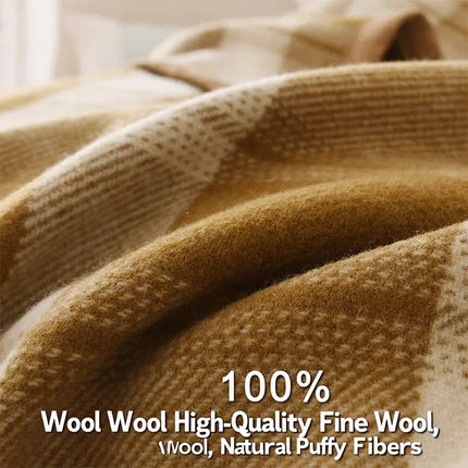 100% Wool Blankets Winter Thicken Wool Blanket 1.8*2m Double Large Size Warm Comforter