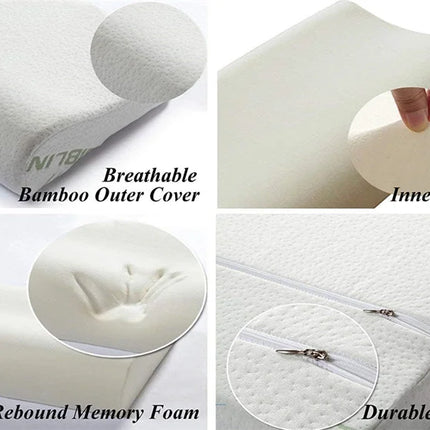 Bamboo Pillow Memory Foam Pillow with Removable Cover with Zipper Bamboo Neck Pillow for Sleeping Ergonomically Design JAF022