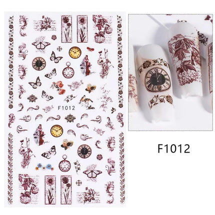 1PCS New Autumn Flowers Nail Decals Animal Nail Stickers Flower