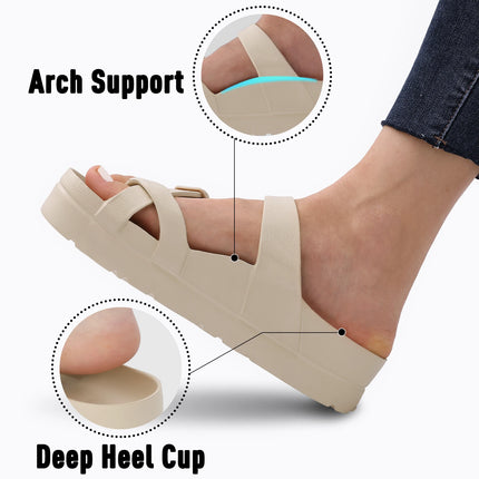 Eyriphy Women's Platform Sandals with Arch Support Thick Soles Adjustable Buckle Ultra Cushion Slippers Outdoor Women Sandals