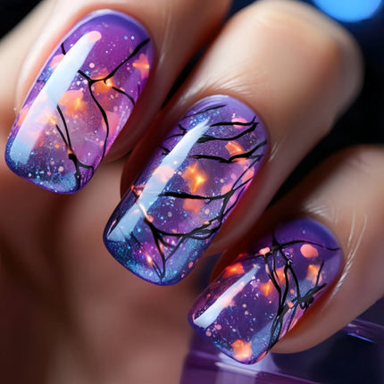 24Pcs Ladder-shaped Ballet False Nails with Glue Stripe Floral Nail