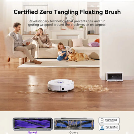 Narwal Freo X Plus 7800Pa Robot Vacuum Cleaner 3.5H Runtime Tri-Laser Structured Light Zero-Tangling Floating Brush 1L Dust Bin
