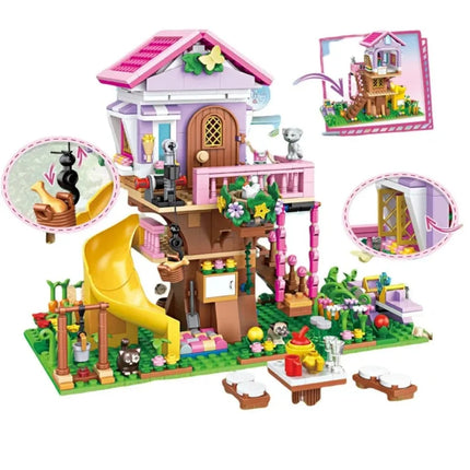 Girls' Summer Festival Friendship Tree House Villa Castle Building  Girl Model Toys