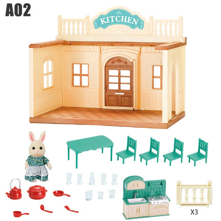 Dollhouse Furniture Family House Villa Simulate Forest Rabbit Animal Scene Toy Display Furniture Toy Gift