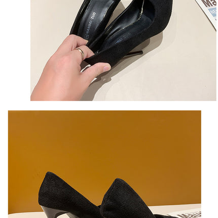 Women New Mid Heeled Sandals Black 6-8-10cm Pointed Thin Heeled Baotou Banquet High Heeled Shoes Womens Shoes Tacones Mujer