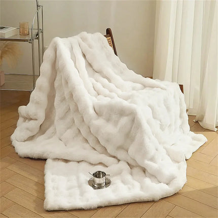 Blanket Luxury Fluffy Throw Blanket Bed Plaid Winter Thick Warm Blanket For Sofa Bed Double Blanket
