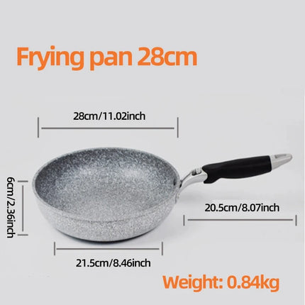 Durable Stone Frying Pan28/26/24/20cm Wok Non-stick Pan Skillet Cauldron Induction Cooker