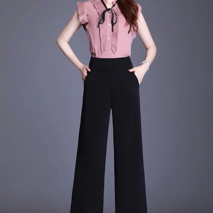 Office Lady All Season New All-match Woman Wide Leg Pants Oversize 6XL High Waist Elastic Solid Korean Fashion Straight Trousers