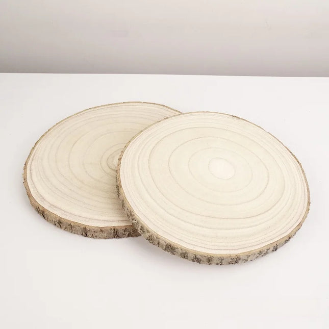 DIY Natural Wood Slices with Tree Rings Round Craft Board for Clay Crafts Base - Paulownia Wood Tray