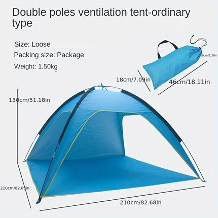 Beach tent sun and rain protection, quick opening construction, three ventilated and spacious outdoor camping tents