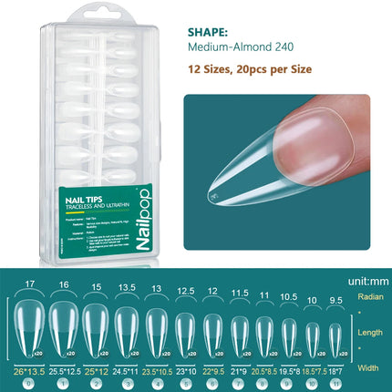 NAILPOP 240PCS Soft Gel Nail Tips Kit Full Cover Nail