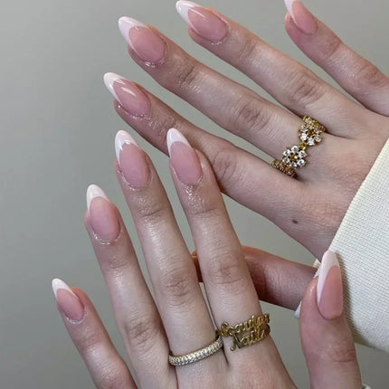 24Pcs French False Nails Almond Fake Nails