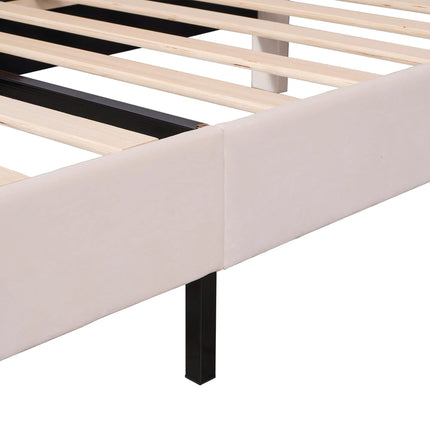 90 x 200 cm Single Bed for Teenagers and Adult , Beige Velvet Fabric with Flower-shaped Headboard and Slatted Frame