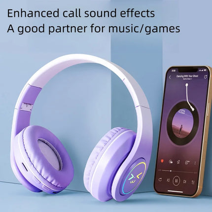 Original Wireless Bluetooth Headphones for Computer RGB Glowing Smiley Face Noise Reduction Gaming