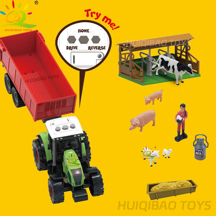 Simulation Farm Animals Barn Model Assembly Farmhouse Cow Craft Play House Toys for Children