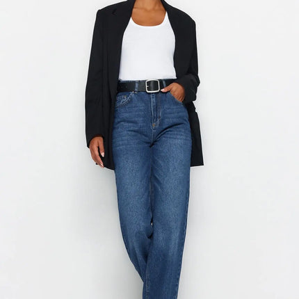 Trendyol TYZA Women's Jeans Casual Beltless Wide Leg Denim Plain Jeans Wide Leg Casual Pants Denim Pants