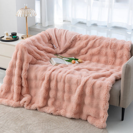 Blanket Luxury Fluffy Throw Blanket Bed Plaid Winter Thick Warm Blanket For Sofa Bed Double Blanket