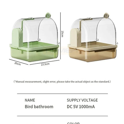 Clear Hanging Bird Bath Automatic Water Circulation Bath Shower For Bird Easy to clean Space Saving Design Bird Cage Accessory