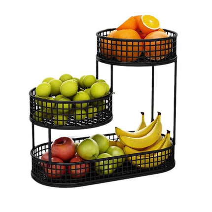 Countertop Fruit Basket Metal Wire Storage Basket, Counter Serving Tray Space Saver Serving Stand Vegetables Storage Rack