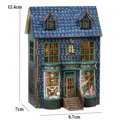 Wooden Doll House Assembly Building Model Pink Princess Villa Architecture Kit 3D