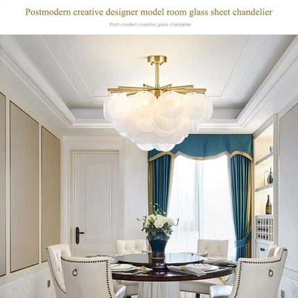 Nordic Scrub Glass Ceiling Chandelier Iron E14 For Living Room Table Bedroom Hall Home Luxury Decor Lusters Lighting Luminaires
