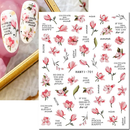 3d Nail Art Decals Elegant White RoyalBlue Roses Flowers