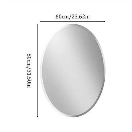 Frameless Oval Wall Mirror High Definition Elliptical Vanity Mirror with Beveled Silver Edge for Bathroom Bedroom Livingroom
