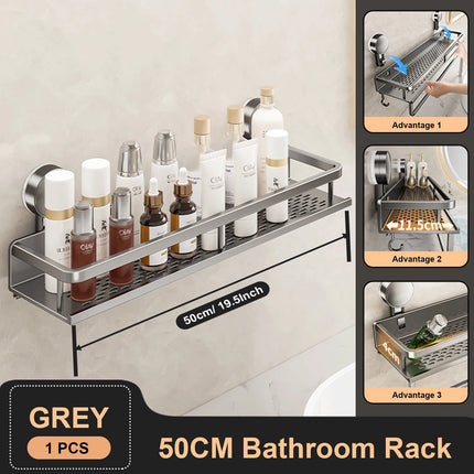 Suction Cup Bathroom Rack Bathroom Shelf Toilet Space Aluminum No Drill Hanging Rack Bathroom