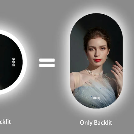 Backlit Smart LED Bathroom Mirror: Oval Dimmable 3 Colors Anti-Fog Mirrors with Light Memory - IP65 CRI95 Large Wall Mounted