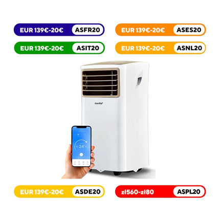Comfee Easy Cool 2.0 Mobile Air Conditioner, 7000 BTU 2.0 kW, Cooling & Ventilating & Dehumidifying, Room Size up to 68 m³