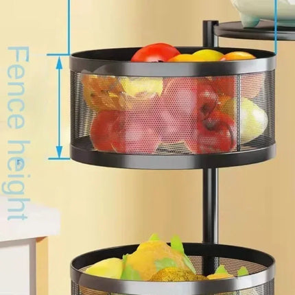 Rotating Vegetable Baskets Multi-Layer Kitchen Trolley Round Fruits Shelf Snacks Storage Rack Movable Bathroom Organizer Cart