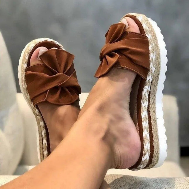 New Fashion Summer Popular Wedge Women's Sandals Cute Bow Decoration Comfortable Low Heel Women's Shoes Size35-43 Zapatos Mujer