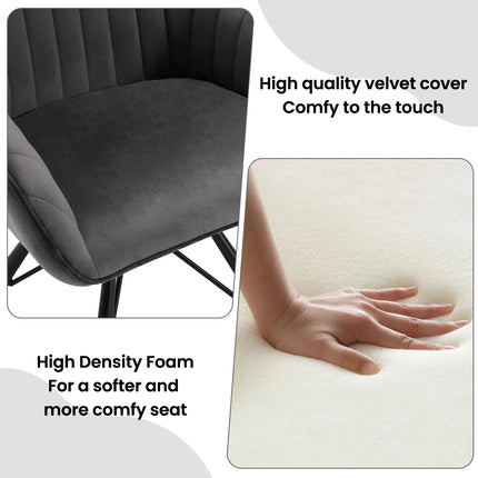 2PCS/SET Swivel Dining Chairs Velvet Living Room Ergonomic Leisure Chair Upholstered Lounge Kitchen Chair with Armrests