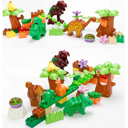 40PCS Dinosaur Valley Building Blocks Set Large Particle Animal Dinosaur World