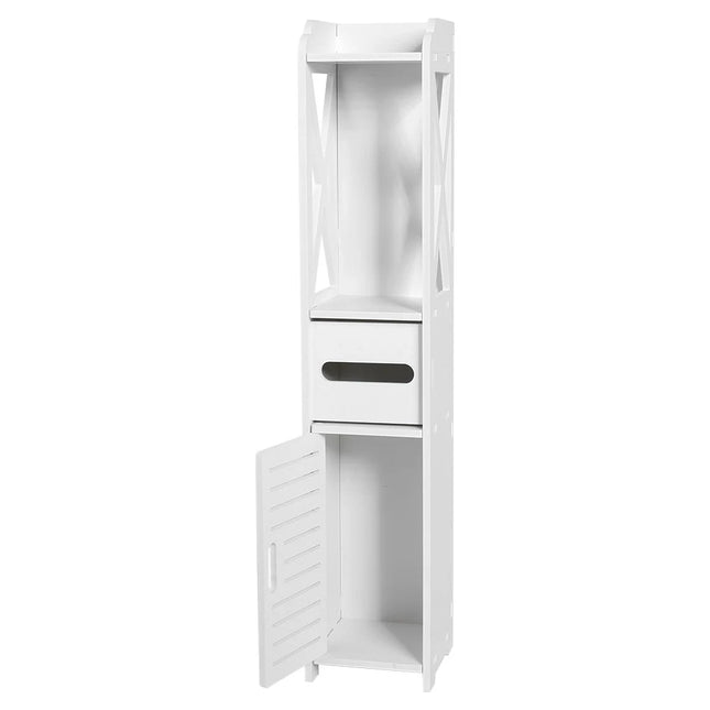 80x15.5x15CM Bathroom Toilet Furniture Cabinet White Wood Cupboard Shelf Tissue Storage Rack