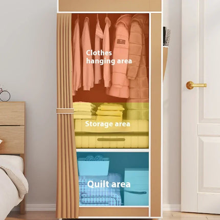 Fabric Wardrobes Easy To Assemble Simple Storage Cabinet Bedroom Dustproof Storage Wardrobe Multi-Layer Foldable Clothing Hanger