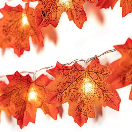 2/3/6M Halloween LED Lights String,Artificial Maple Leaf Lantern Garland,