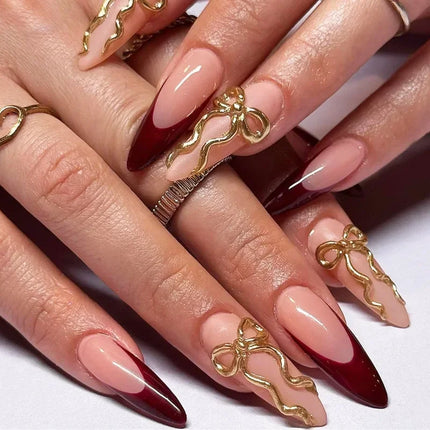 24pcs Leopard Print Almond Fake Press on Nails with Mini Flower Acrylic
